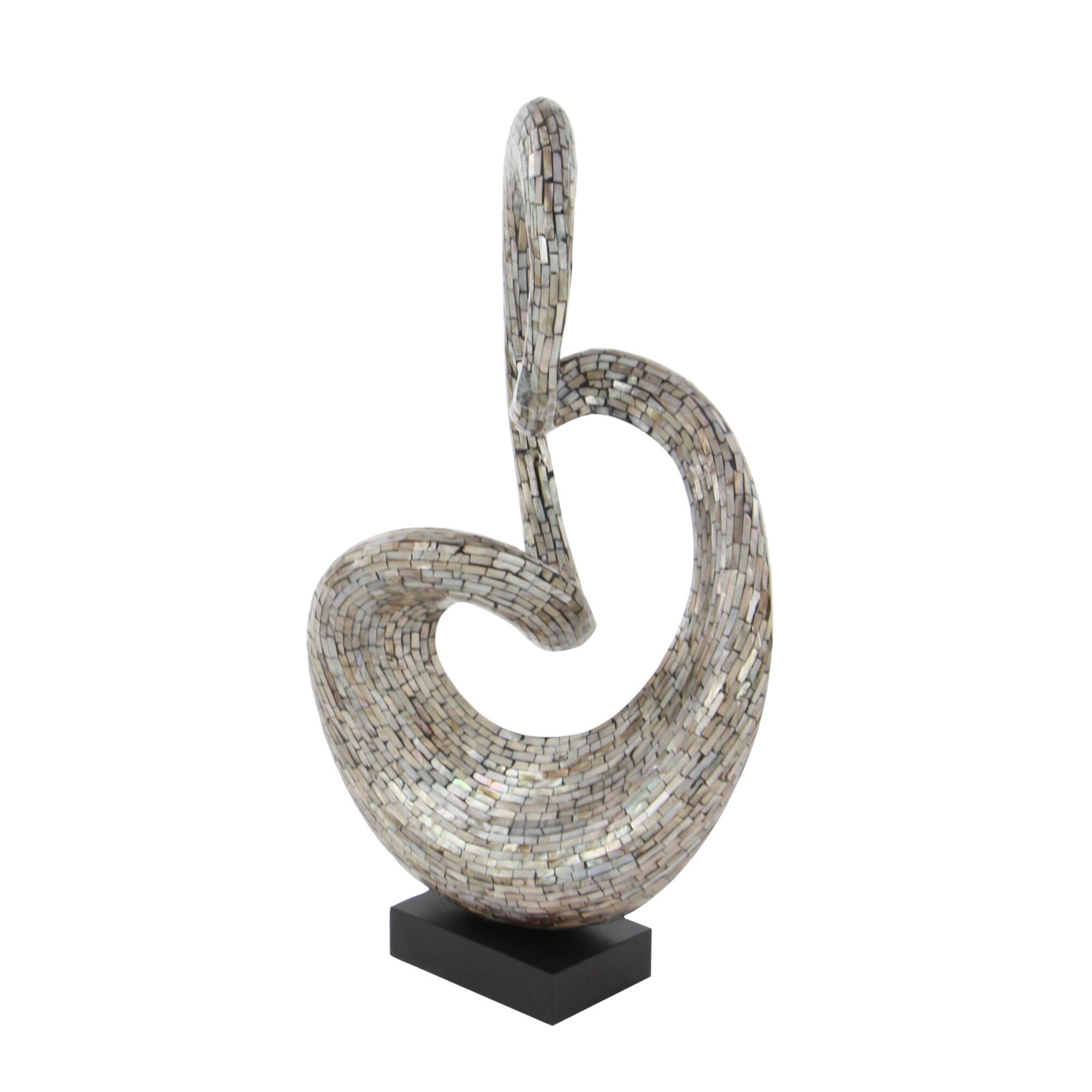 30" Gray Capiz Shell Abstract Sculpture